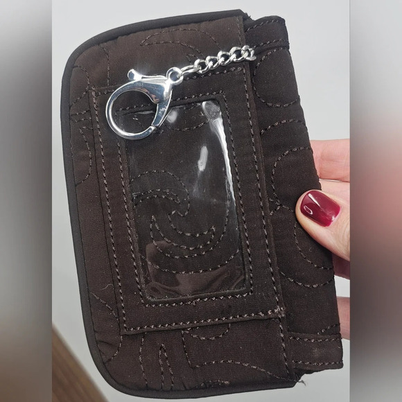 Vera Bradley Espresso Brown Flap ID Holder Wallet Keychain NWOT - Picture 5 of 13
